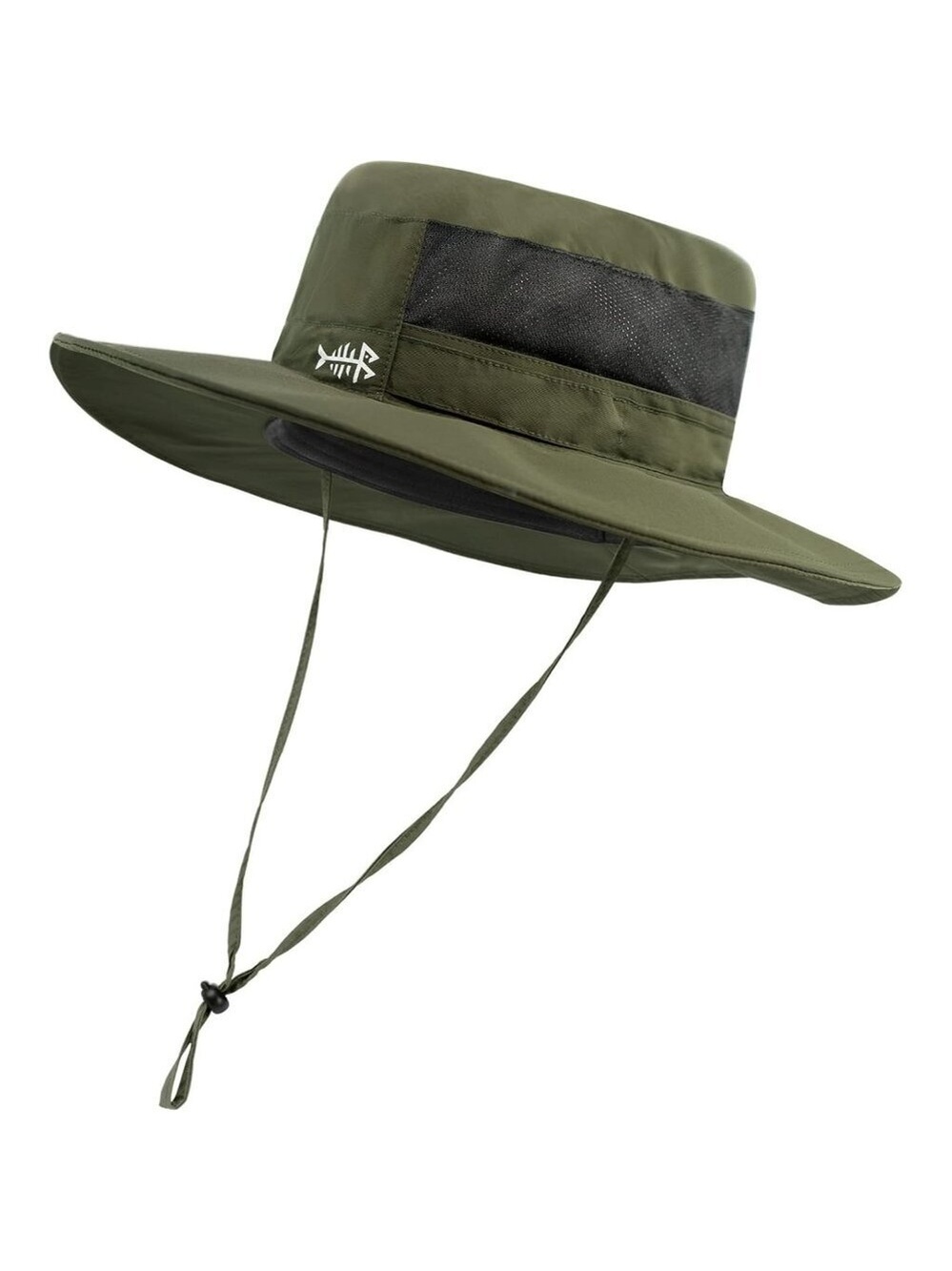 Unisex Army Green 100% Nylon Shell Wide Brim Mesh Vent with Neck Flap Cowboy Hat